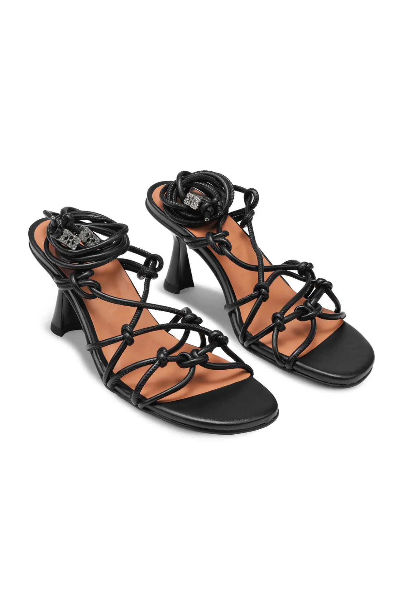 Hot GANNI Hohe Sandalen Mit Schwarzen Knoten Black