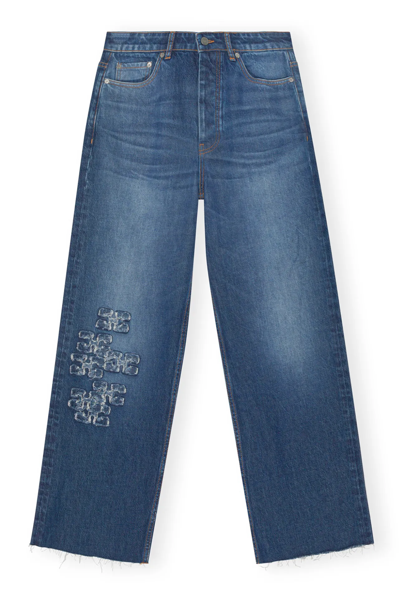 Best GANNI „Izey“-Re-Cut-Jeans Mid Blue Stone