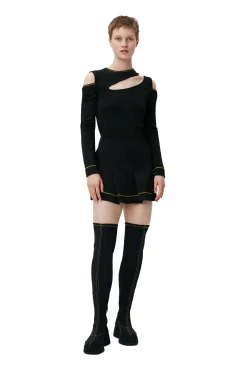 Hot GANNI Jacquard Jersey Blouse Black