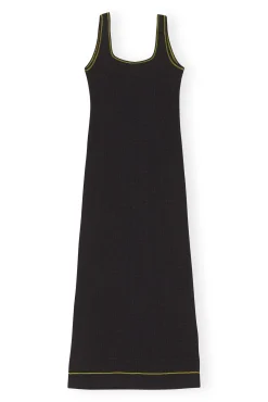 New GANNI Jacquard Jersey Long Dress Black