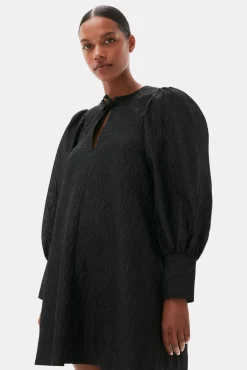 New GANNI Jacquard Organza-Minikleid Black