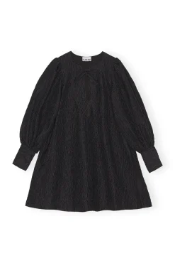 New GANNI Jacquard Organza-Minikleid Black