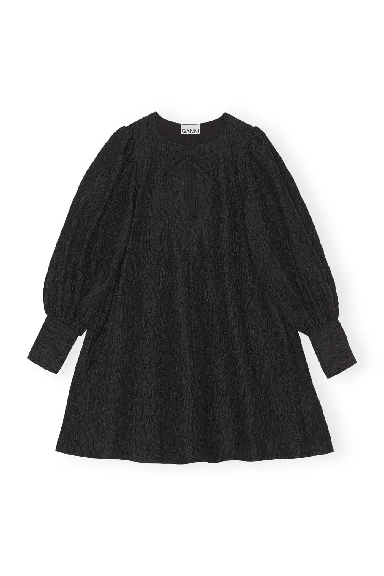 New GANNI Jacquard Organza-Minikleid Black
