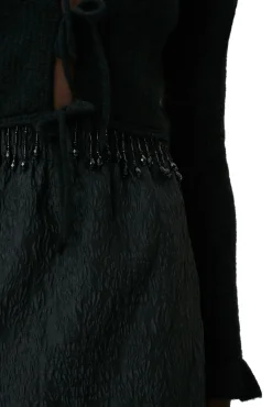 Fashion GANNI Jacquard-Organza-Minirock Mit Perlenfransen Black