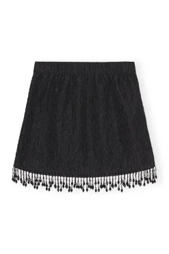 Fashion GANNI Jacquard-Organza-Minirock Mit Perlenfransen Black