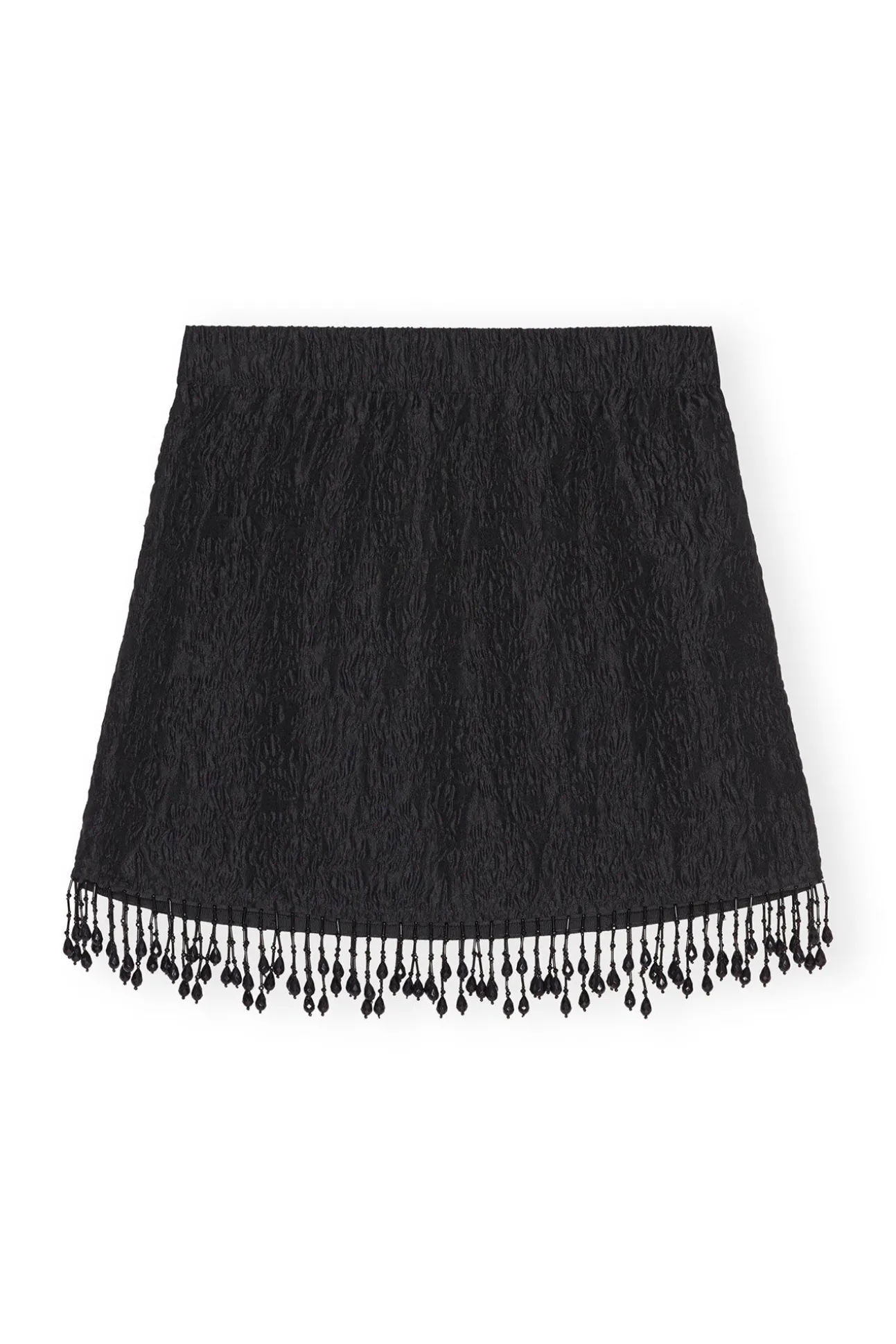 Fashion GANNI Jacquard-Organza-Minirock Mit Perlenfransen Black