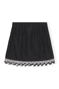 Fashion GANNI Jacquard-Organza-Minirock Mit Perlenfransen Black