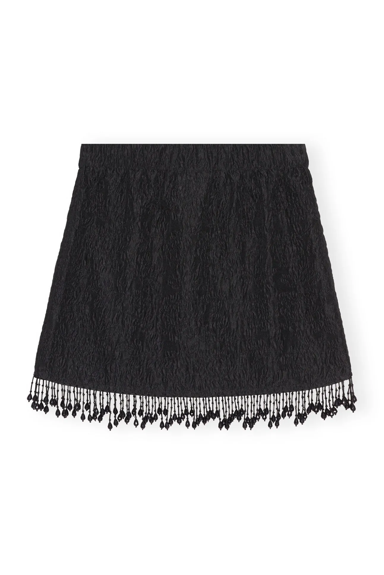 Fashion GANNI Jacquard-Organza-Minirock Mit Perlenfransen Black