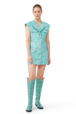 Discount GANNI Jeans-Minikleid Mit Spitzenprint Canton