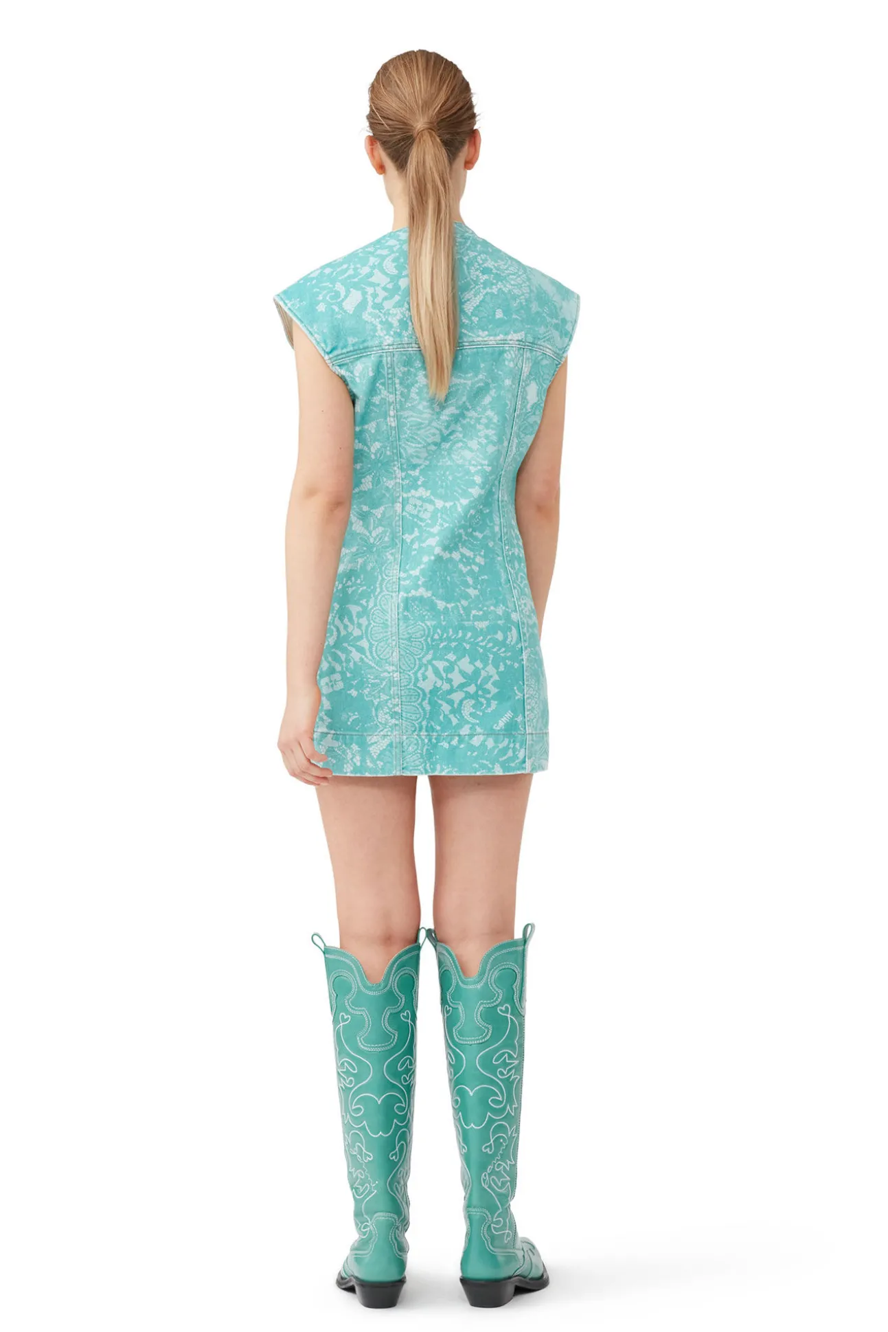 Discount GANNI Jeans-Minikleid Mit Spitzenprint Canton