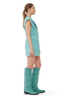 Discount GANNI Jeans-Minikleid Mit Spitzenprint Canton
