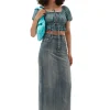 Best GANNI Jeansoberteil Mit Puffarmeln Und Gefarbten Saumen Tint Wash
