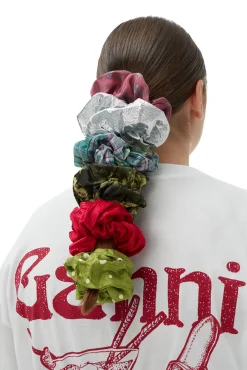 Discount GANNI Kariertes Scrunchie Aus Seersucker Lagoon