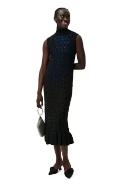 Hot GANNI Kleid Mit Hohem Hals Black