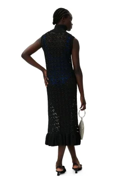 Hot GANNI Kleid Mit Hohem Hals Black