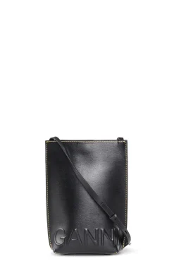 Shop GANNI Kleine Banner-Umhangetasche Black