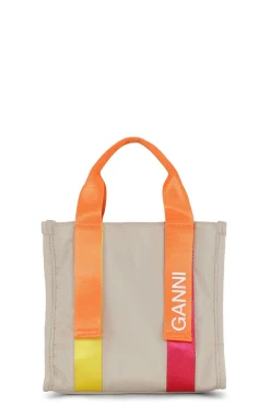 Cheap GANNI Kleine Beige Tragetasche Aus Tech-Gewebe Pale Khaki