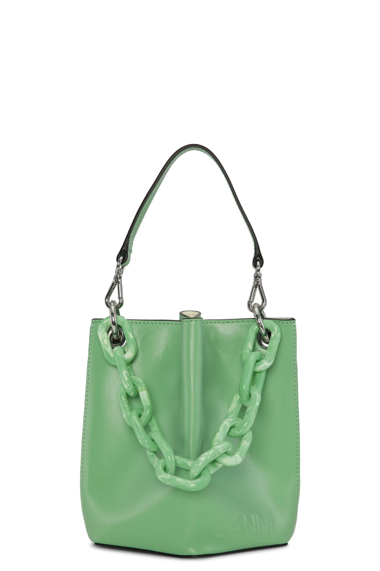 Hot GANNI Kleine Diamond-Bucket-Bag Peapod