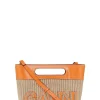 New GANNI Kleine Tragetasche Mit Raffia Kraft Vibrant Orange