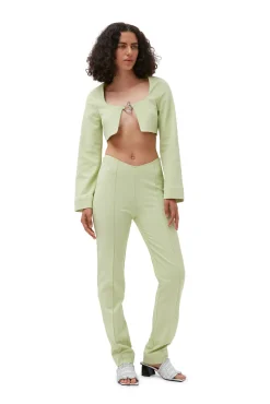 Store GANNI Kurz Geschnittene Bluse Aus Stretch-Anzugstoff Lily Green