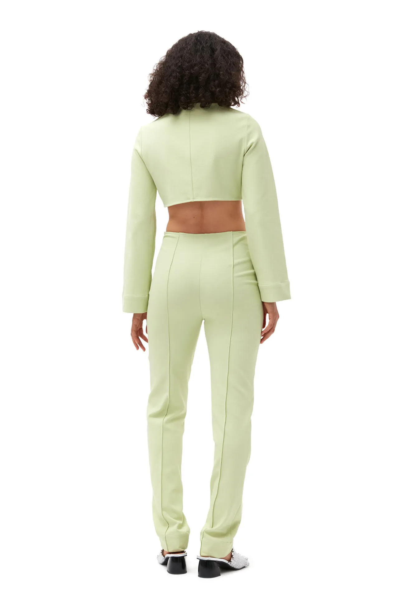 Store GANNI Kurz Geschnittene Bluse Aus Stretch-Anzugstoff Lily Green