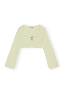 Store GANNI Kurz Geschnittene Bluse Aus Stretch-Anzugstoff Lily Green