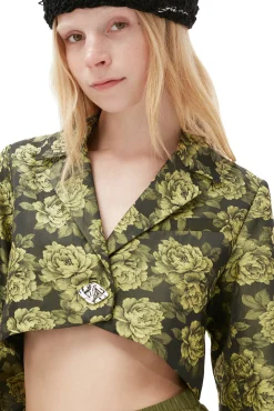 Best Sale GANNI Kurz Geschnittener Anzugblazer Mit Blumenjacquard Lemon Zest