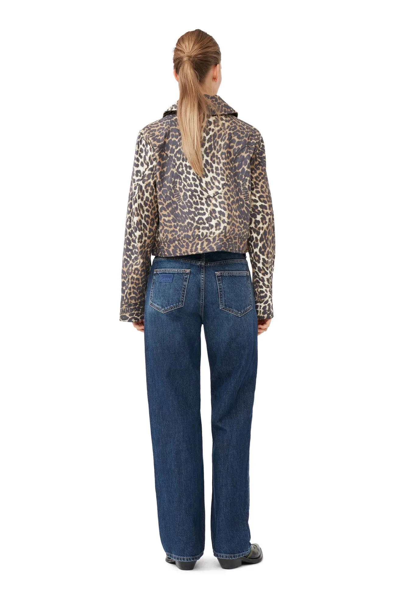 Flash Sale GANNI Kurze Canvas-Jacke Mit Leopardenprint Almond Milk