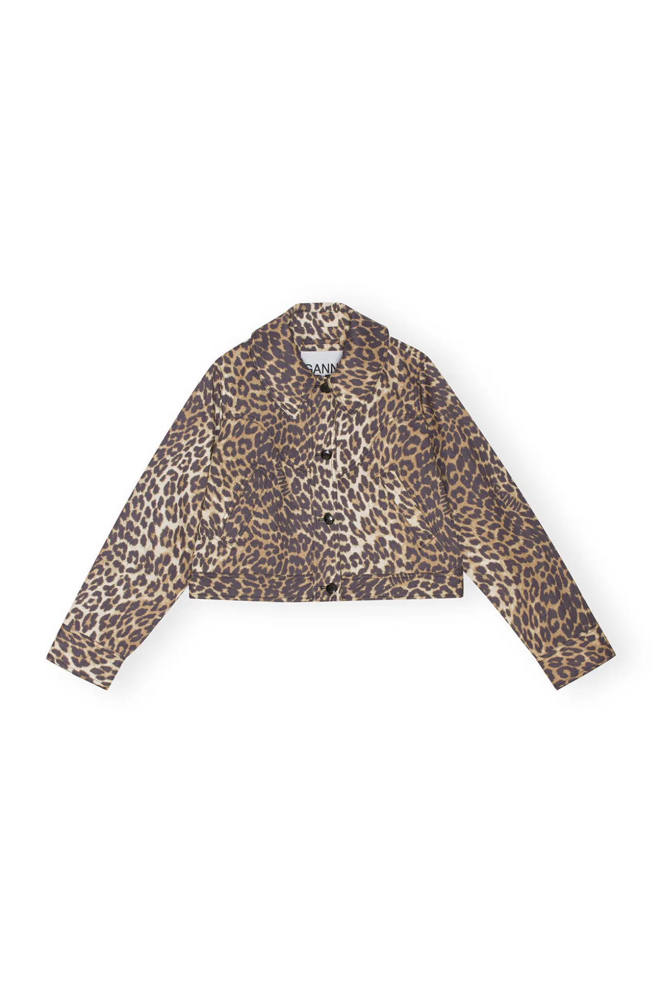 Flash Sale GANNI Kurze Canvas-Jacke Mit Leopardenprint Almond Milk