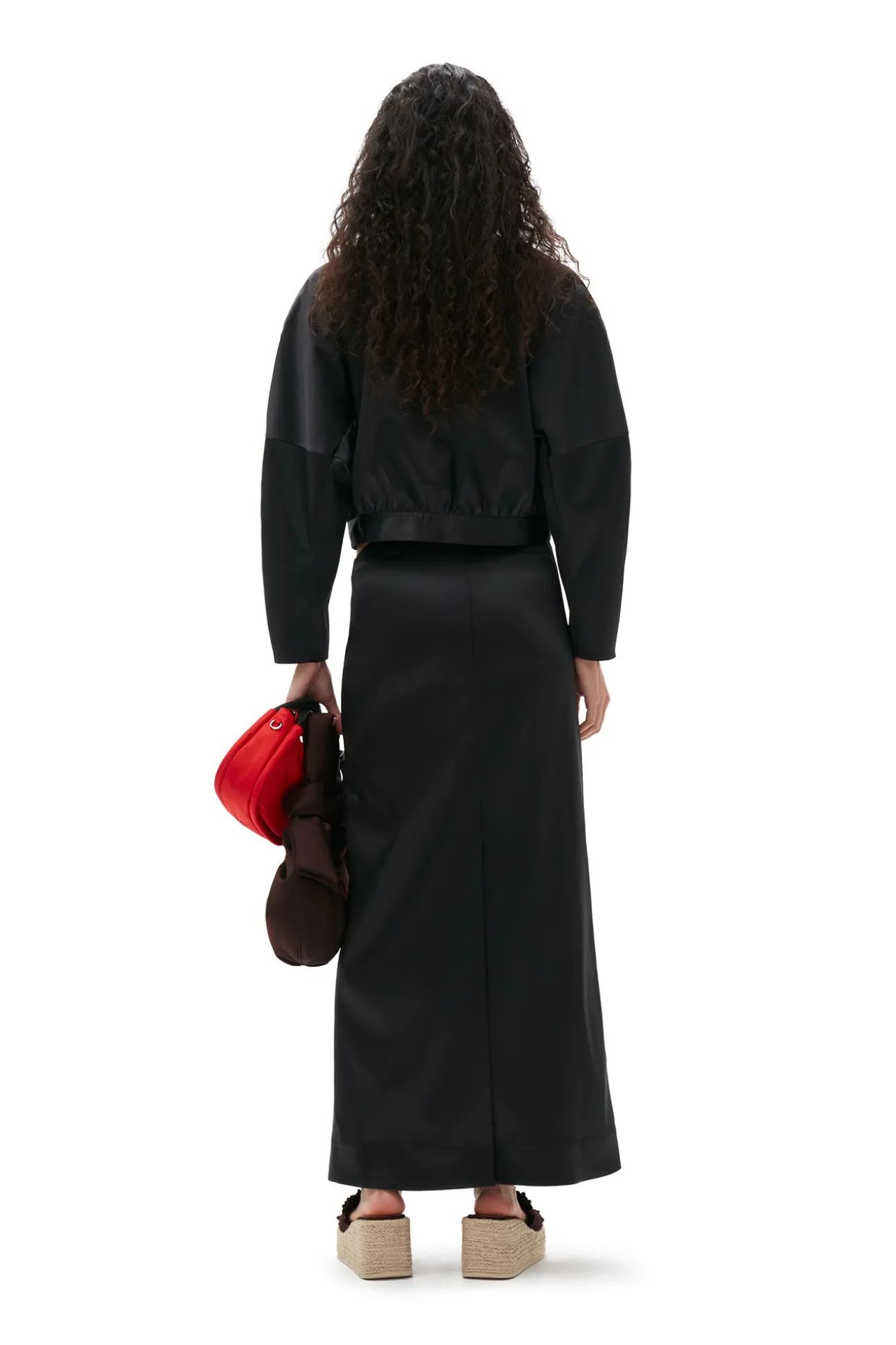 Discount GANNI Kurze Doppel-Satin-Jacke Black