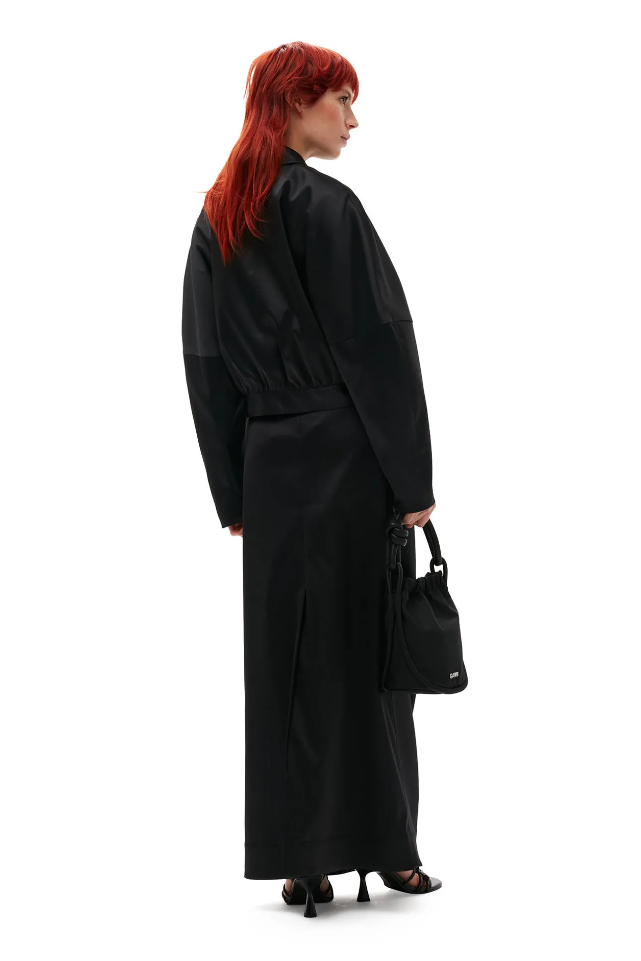 Discount GANNI Kurze Doppel-Satin-Jacke Black