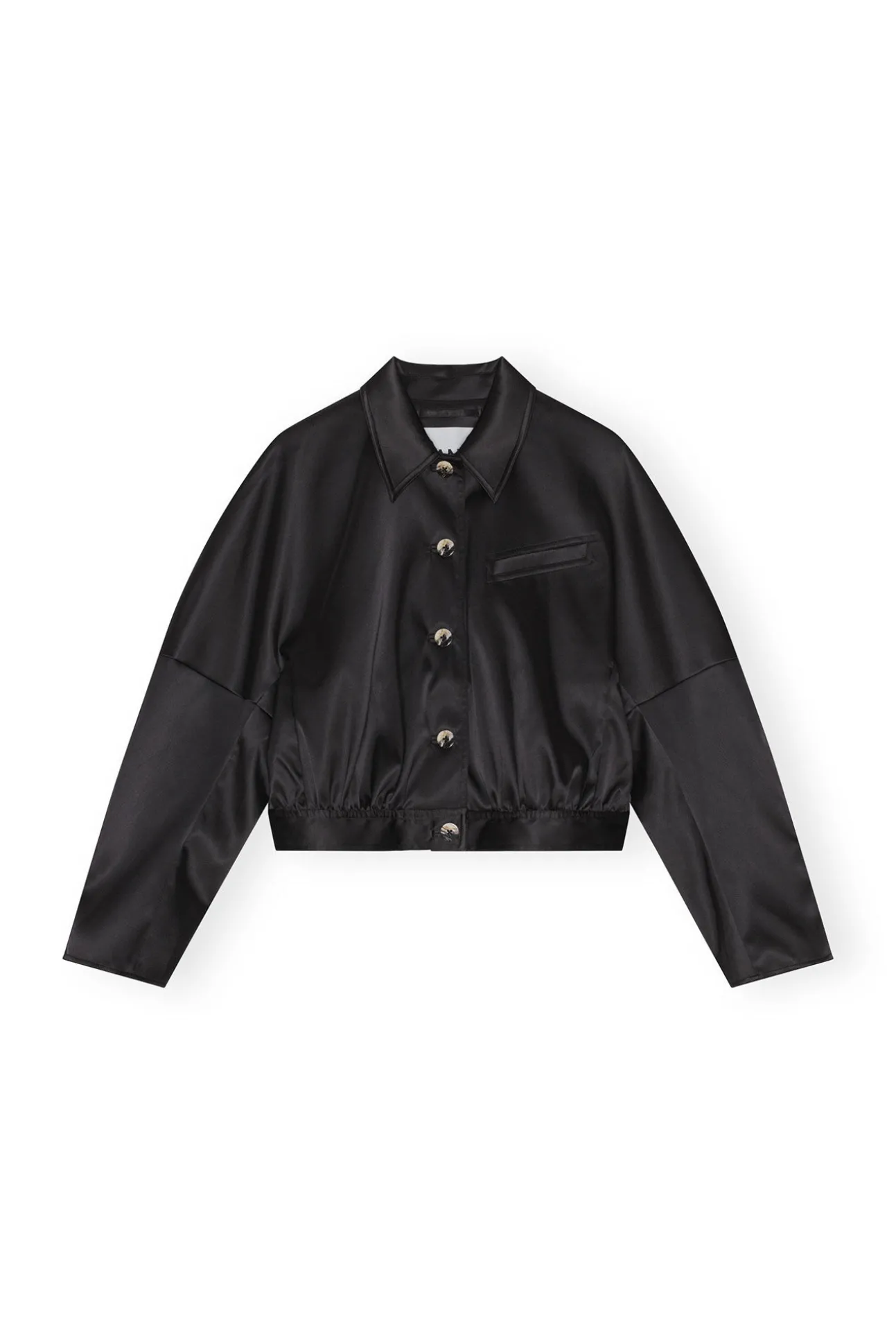 Discount GANNI Kurze Doppel-Satin-Jacke Black