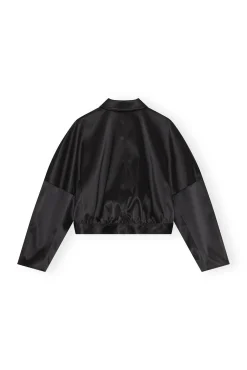 Discount GANNI Kurze Doppel-Satin-Jacke Black