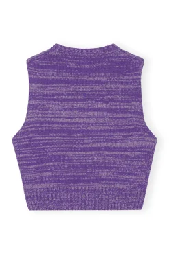 Discount GANNI Kurze Grafik-Weste Purple Wine