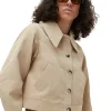 Shop GANNI Kurze Jacke Aus Heavy Twill Pale Khaki
