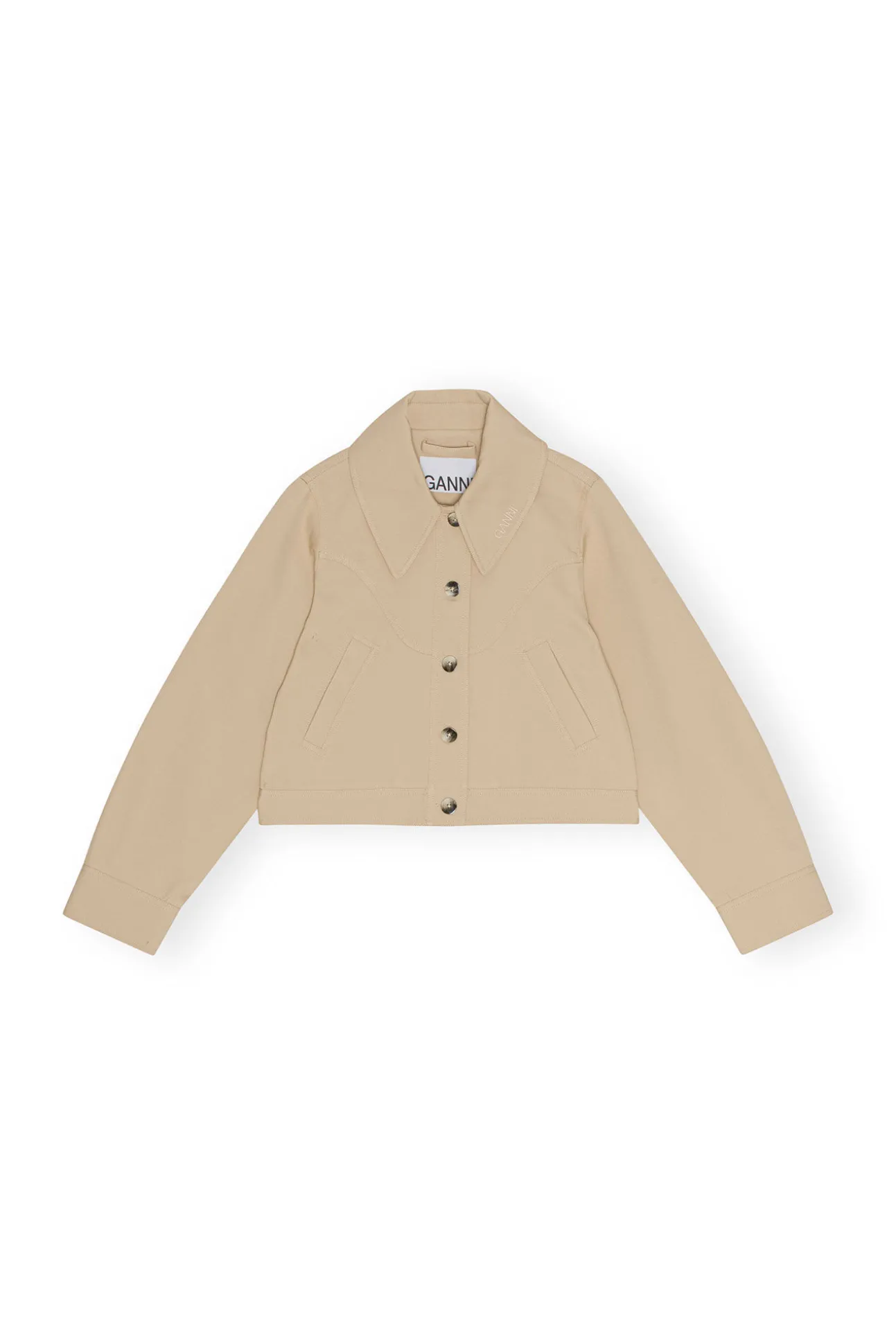 Shop GANNI Kurze Jacke Aus Heavy Twill Pale Khaki