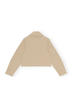 Shop GANNI Kurze Jacke Aus Heavy Twill Pale Khaki
