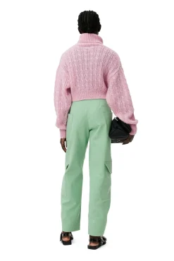 Cheap GANNI Kurzer Rollkragenpullover Lilac Sachet