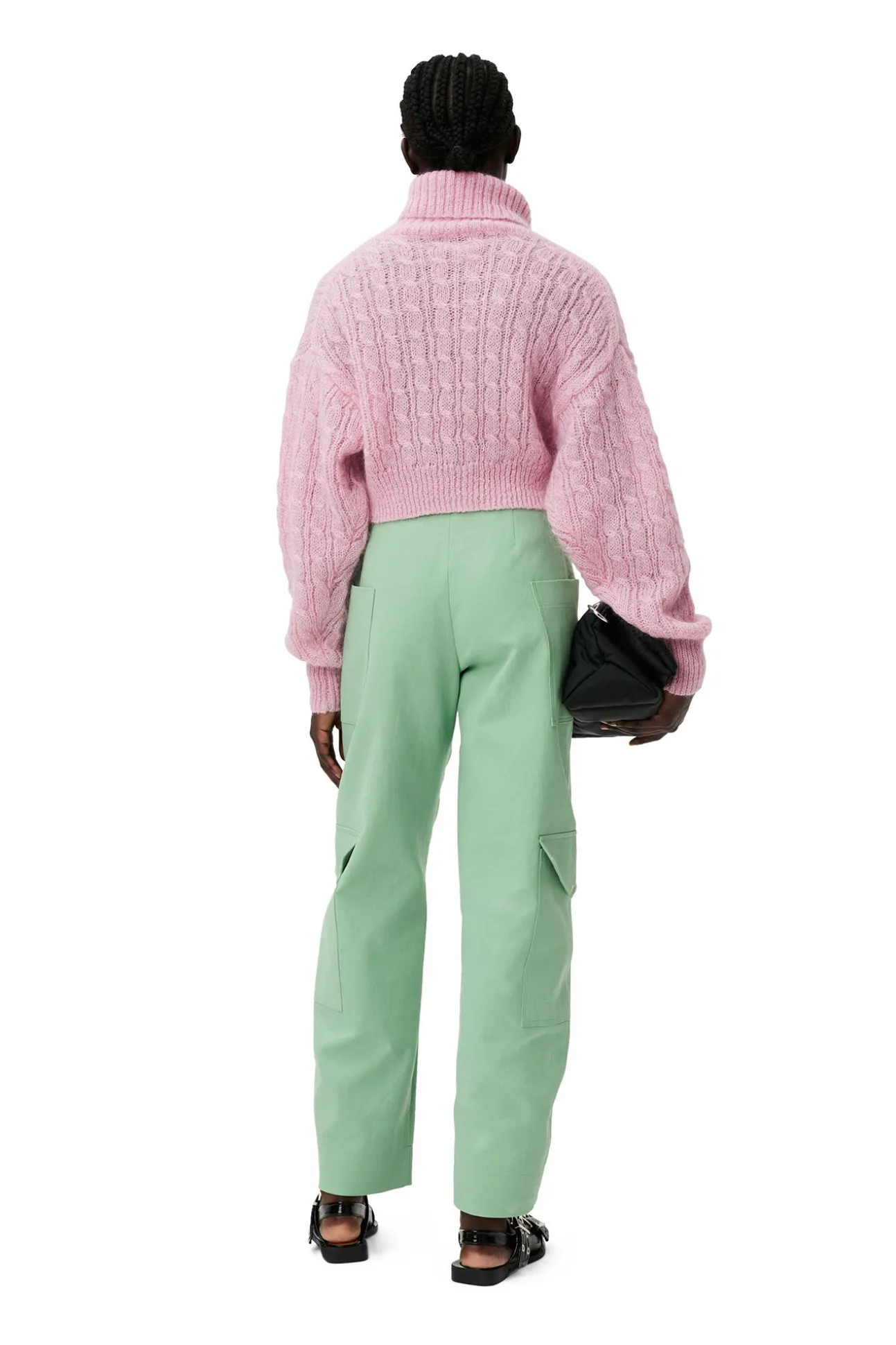 Cheap GANNI Kurzer Rollkragenpullover Lilac Sachet