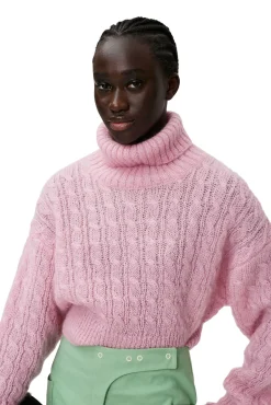 Cheap GANNI Kurzer Rollkragenpullover Lilac Sachet