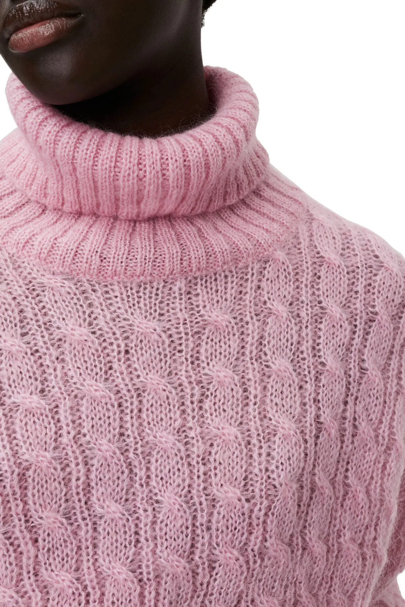Cheap GANNI Kurzer Rollkragenpullover Lilac Sachet
