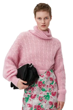 Cheap GANNI Kurzer Rollkragenpullover Lilac Sachet
