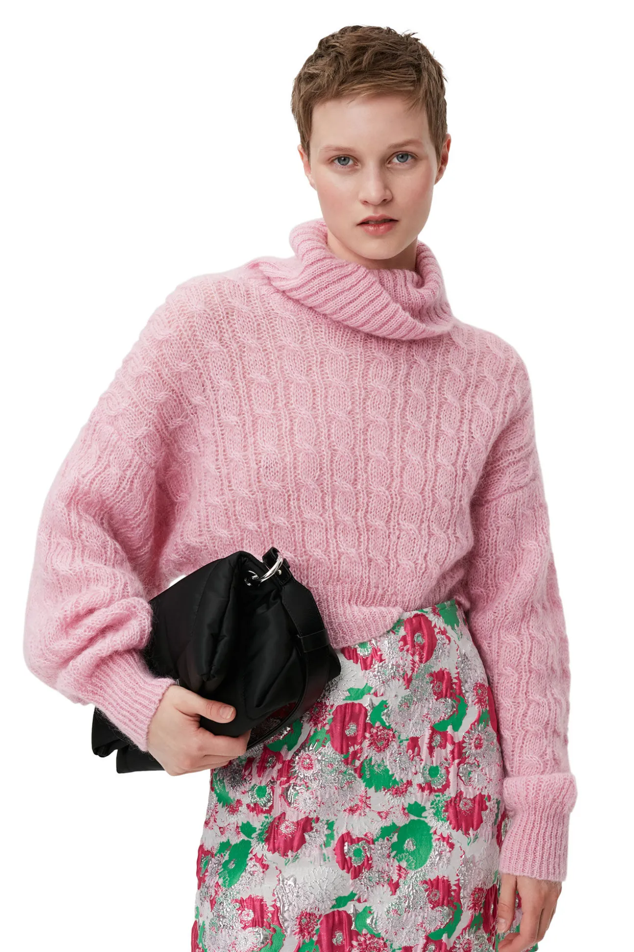 Cheap GANNI Kurzer Rollkragenpullover Lilac Sachet