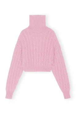 Cheap GANNI Kurzer Rollkragenpullover Lilac Sachet