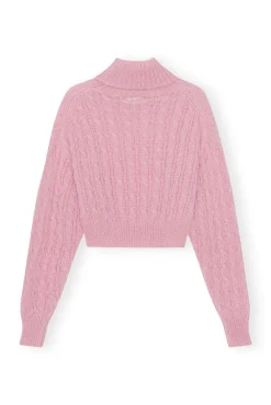 Cheap GANNI Kurzer Rollkragenpullover Lilac Sachet