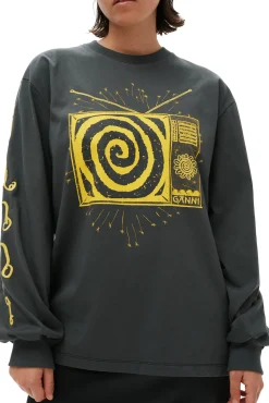 Flash Sale GANNI Langarmeliges Future-T-Shirt Volcanic Ash