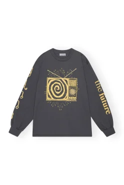 Flash Sale GANNI Langarmeliges Future-T-Shirt Volcanic Ash