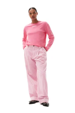 Sale GANNI Langarm-T-Shirt Shocking Pink