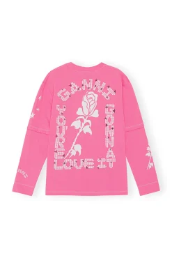 Sale GANNI Langarm-T-Shirt Shocking Pink