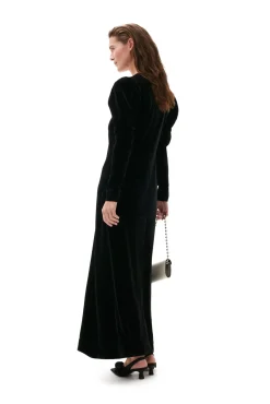 Online GANNI Langes Samtkleid Black